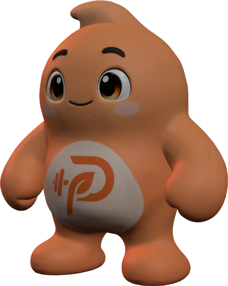 Physy, the Physiqly character: a small, friendly orange figure with the Physiqly mark on its chest.